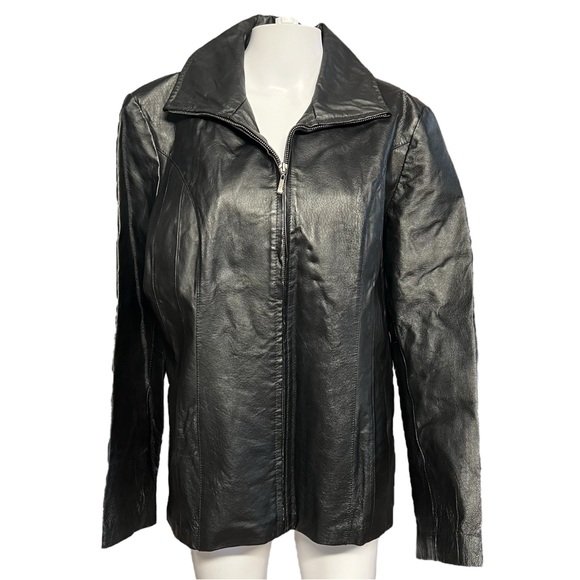 East 5th - Womens Black Leather Jacket Sz LG - Picture 1 of 8